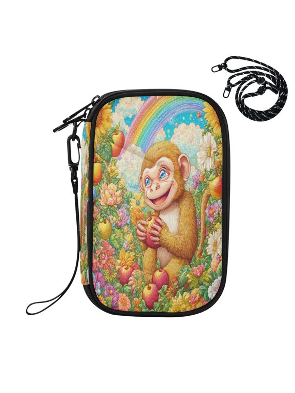 RFID Blocking Travel Passport Wallet Beautiful Garden and Monkey Water Resistant Document Organizer, Multi Pockets Anti-Theft Card Holder with Detachable Strap for Travel Vacation