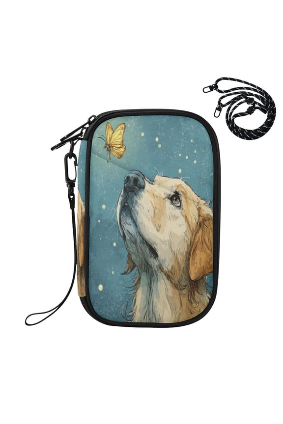 RFID Blocking Travel Passport Wallet Butterfly Kisses for A Pup Water Resistant Document Organizer, Multi Pockets Anti-Theft Card Holder with Detachable Strap for Travel Vacation