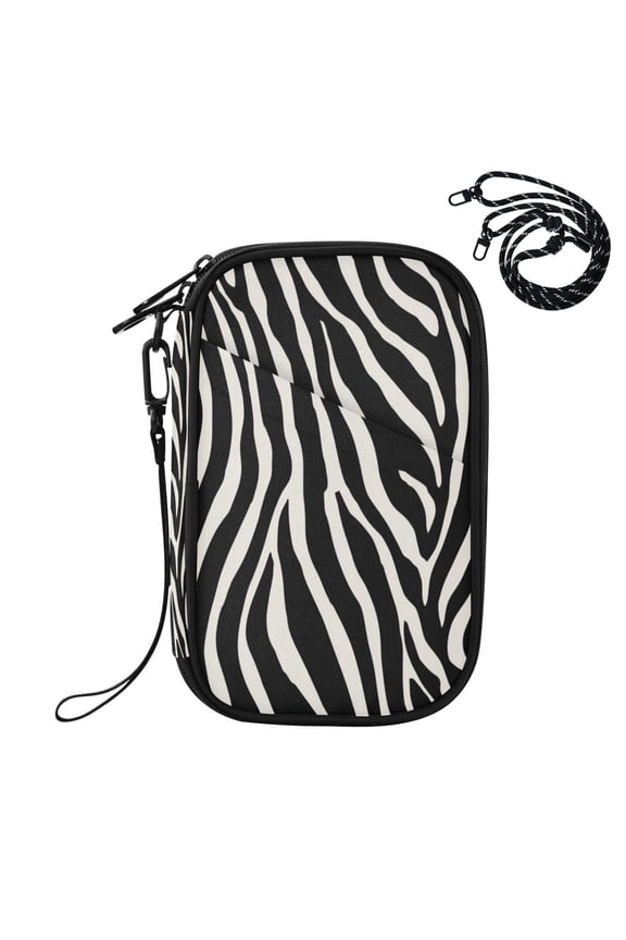 RFID Blocking Travel Passport Wallet Classic Zebra Stripes Texture Water Resistant Document Organizer, Multi Pockets Anti-Theft Card Holder with Detachable Strap for Travel Vacation