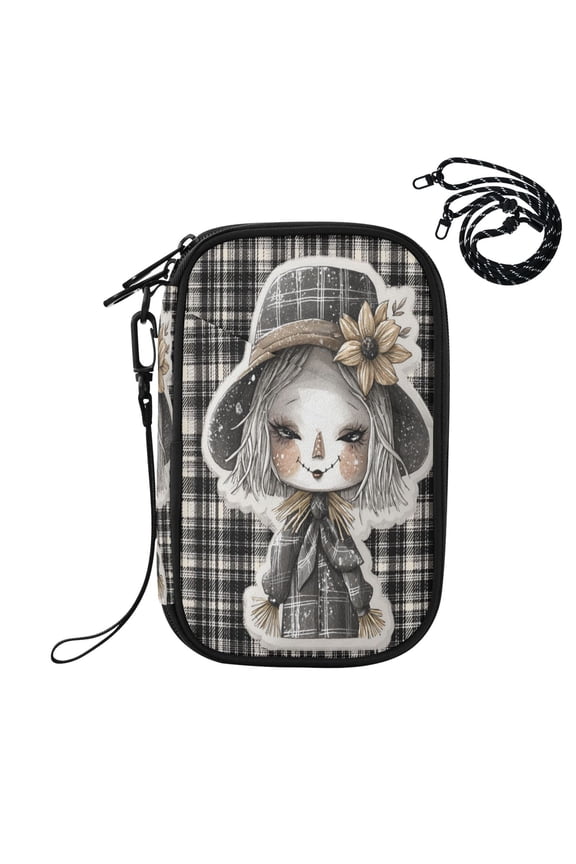 RFID Blocking Travel Passport Wallet Dark-themed Straw Doll Water Resistant Document Organizer, Multi Pockets Anti-Theft Card Holder with Detachable Strap for Travel Vacation