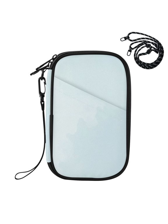 RFID Blocking Travel Passport Wallet Gentle Sky Cloud Gradient Water Resistant Document Organizer, Multi Pockets Anti-Theft Card Holder with Detachable Strap for Travel Vacation