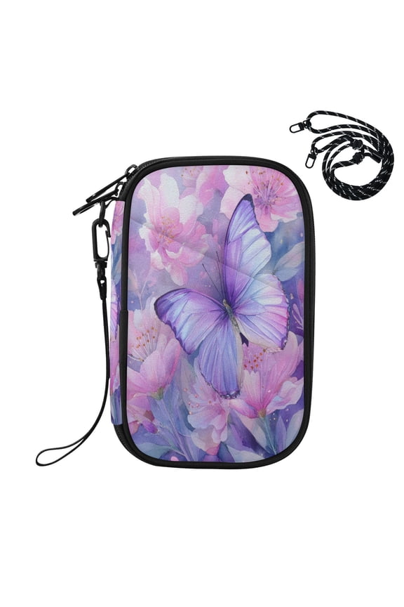 RFID Blocking Travel Passport Wallet Gothic Petal Butterfly Water Resistant Document Organizer, Multi Pockets Anti-Theft Card Holder with Detachable Strap for Travel Vacation