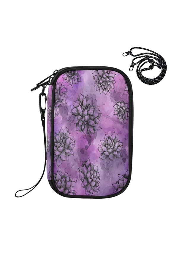RFID Blocking Travel Passport Wallet Lavender Succulent Blooms Water Resistant Document Organizer, Multi Pockets Anti-Theft Card Holder with Detachable Strap for Travel Vacation