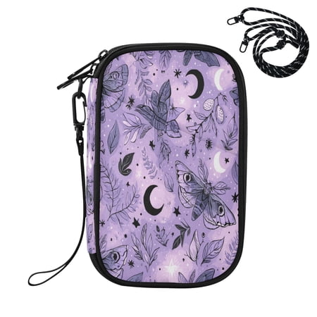 RFID Blocking Travel Passport Wallet Lavender-colored Moths Water Resistant Document Organizer, Multi Pockets Anti-Theft Card Holder with Detachable Strap for Travel Vacation