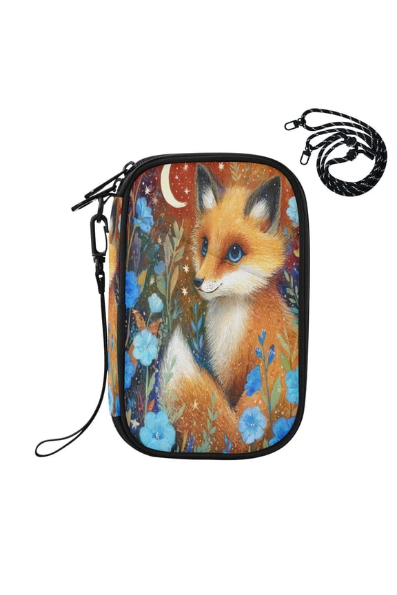 RFID Blocking Travel Passport Wallet Lovely Little Fox Water Resistant Document Organizer, Multi Pockets Anti-Theft Card Holder with Detachable Strap for Travel Vacation