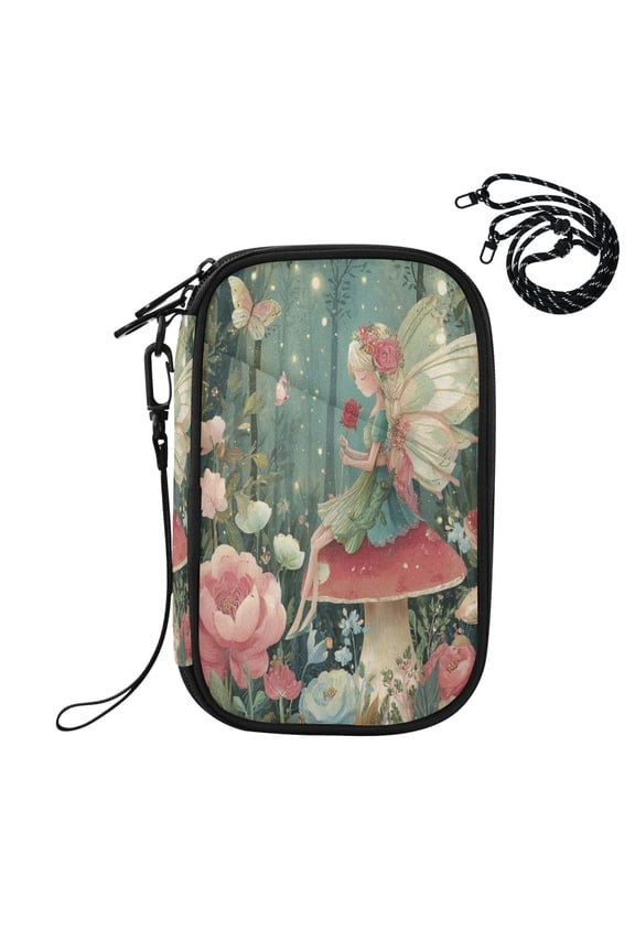 RFID Blocking Travel Passport Wallet Mushroom Fairy Tale Water Resistant Document Organizer, Multi Pockets Anti-Theft Card Holder with Detachable Strap for Travel Vacation