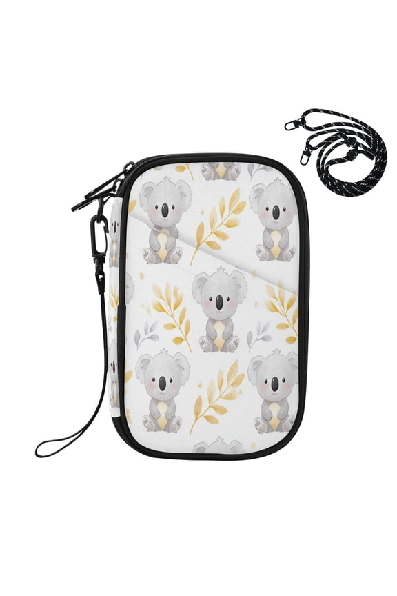 RFID Blocking Travel Passport Wallet Soft Koala Doodles Water Resistant Document Organizer, Multi Pockets Anti-Theft Card Holder with Detachable Strap for Travel Vacation