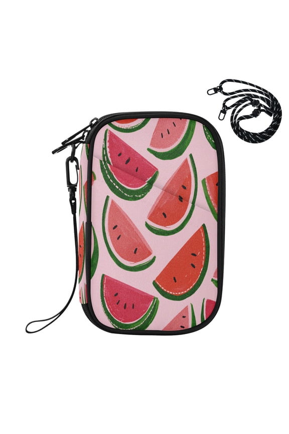 RFID Blocking Travel Passport Wallet Summer Melon Bloom Water Resistant Document Organizer, Multi Pockets Anti-Theft Card Holder with Detachable Strap for Travel Vacation