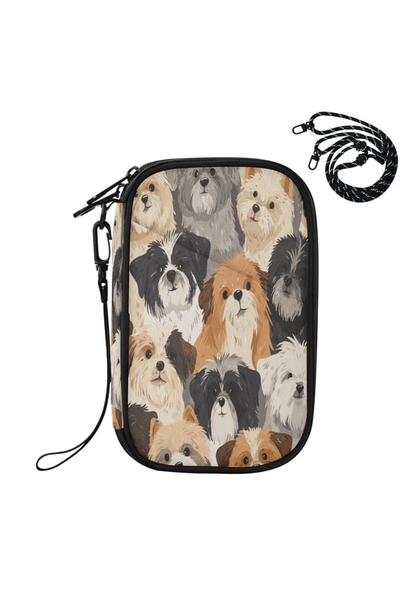 RFID Blocking Travel Passport Wallet Vintage Style Dog Portrait Pattern Water Resistant Document Organizer, Multi Pockets Anti-Theft Card Holder with Detachable Strap for Travel Vacation
