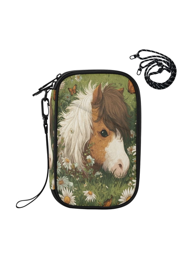 RFID Blocking Travel Passport Wallet White Anfud Brown R Pony Water Resistant Document Organizer, Multi Pockets Anti-Theft Card Holder with Detachable Strap for Travel Vacation