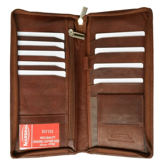 RFID Blocking Travel Wallet & Family Passport Holder Genuine Leather Document Holder & Organizer Protects Your Passports