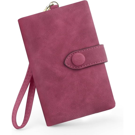 Xuanry RFID Blocking Women's Vintage Wristlet Trifold Wallet, Wine Red
