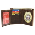 thumbnail image 1 of RFID Blocking Vintage Leather Badge Holder Bifold Trifold Wallet, 1 of 17