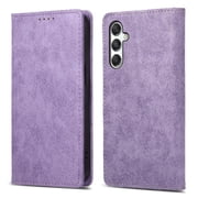 RFID Blocking Wallet Case for Samsung Galaxy M35 Multifunctional Flip Cover with Card Slots & Cash Pocket, Magnetic Closure, TPU Bumper & Kickstand Stand Purple