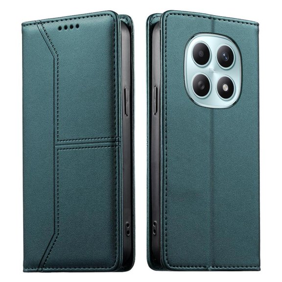 RFID Blocking Wallet Case for Xiaomi POCO M8 5G Magnetic Leather Flip Cover with Stand Green