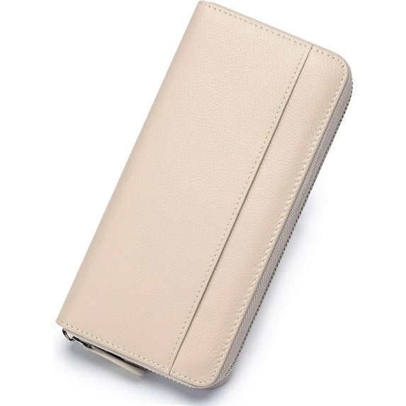 RFID Blocking Womens Zipper Wallet Leather Large Capacity Billfold Clutch Zip Around Wallets for Women