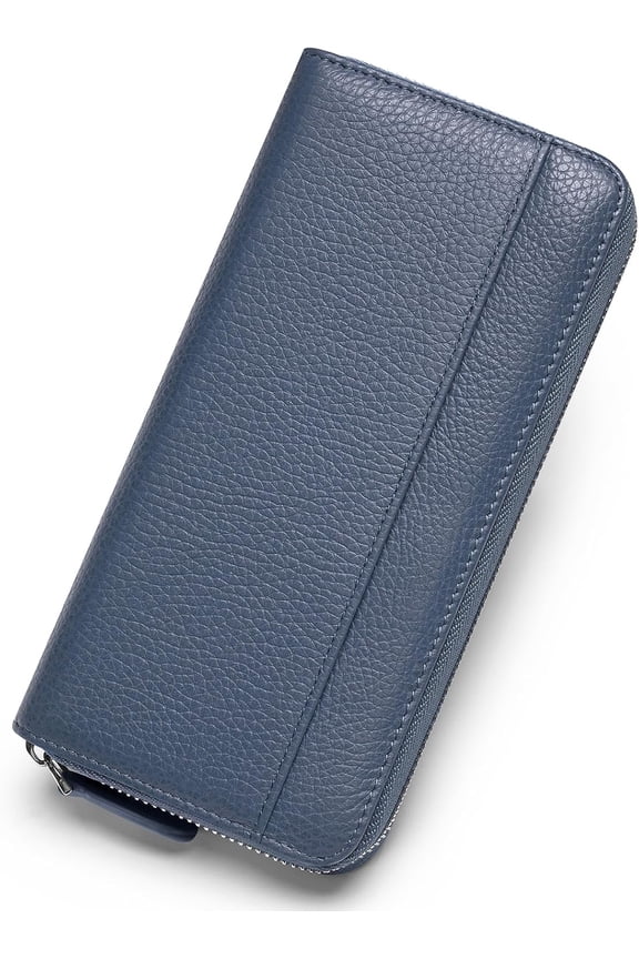 RFID Blocking Womens Zipper Wallet Leather Large Capacity Billfold Clutch Zip Around Wallets for Women