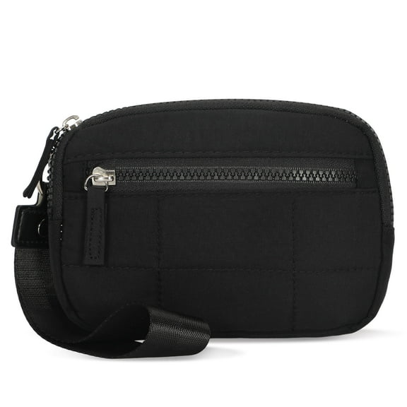 Hynes Eagle Unisex Quilted Wristlet Wallet with Detachable Strap, Multiple Pockets, Water Resistant Nylon, Black