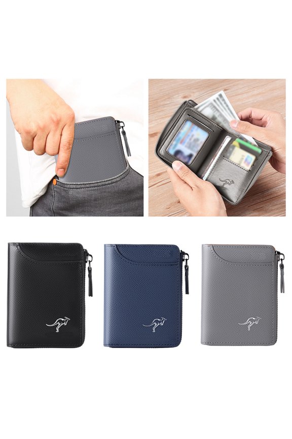 RFID Blocking Zipper Wallet Secure Card Holder With Technology For Men Billfold Daily Use