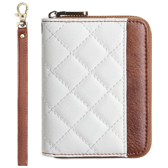 RFID Blocking leather Card Holder Wallet - 14 Card Slots Wristlet Wrist Strap Purse for Women