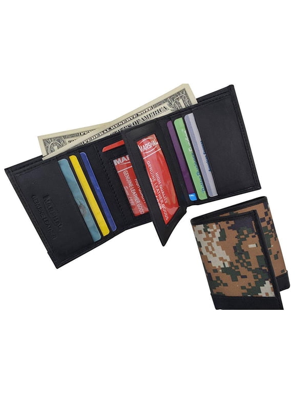 RFID Camouflage Blocking Men's Leather Camo Classic Trifold ID Card Holder Wallet