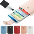 thumbnail image 1 of RFID Card Holder, Pull-out 6 Slots Wallet for Women, Faux Leather Slim Wallets Multi Card Case Button Coin Purse, 1 of 8