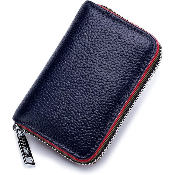 RFID Credit Card Holder For Women Men Small Zipper Leather Card Wallet (Yellow)
