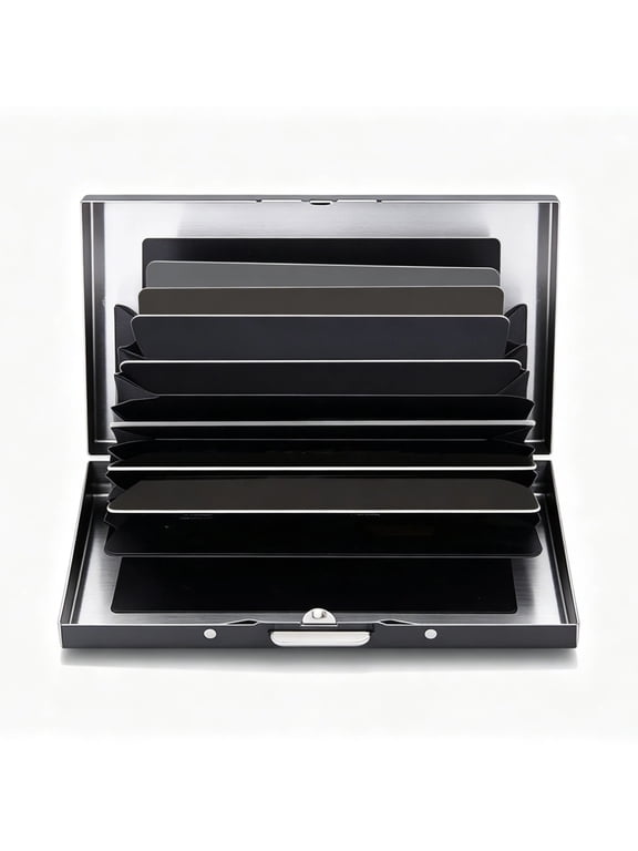 RFID Credit Card Holder Protector Metal Credit Card Wallet Business Card Holder for Men Women Gift Box Package (Black)