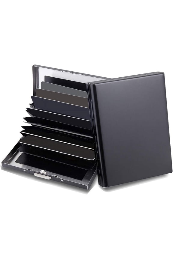 RFID Credit Card Holder Protector Metal Credit Card Wallet Business Card Holder for Men Women Gift Box Package (Black)