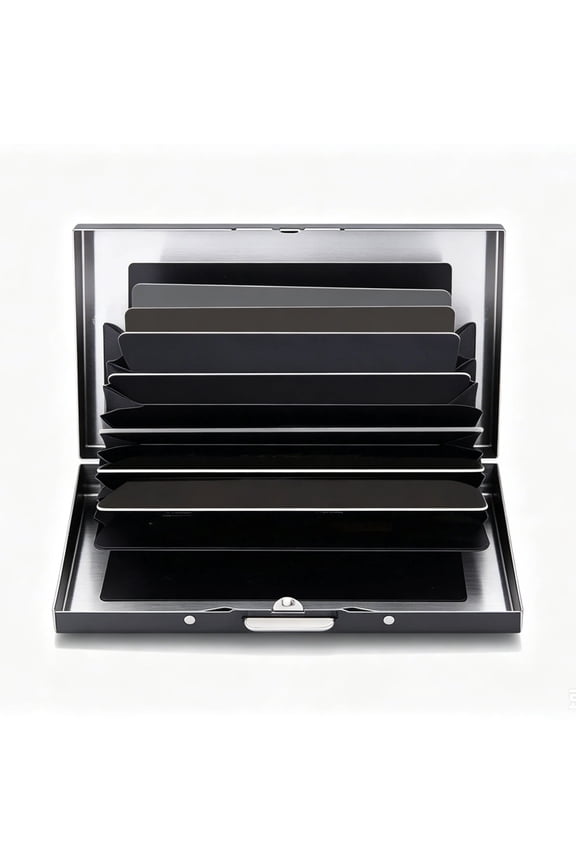 RFID Credit Card Holder Protector Metal Credit Card Wallet Business Card Holder for Men Women Gift Box Package (Black)