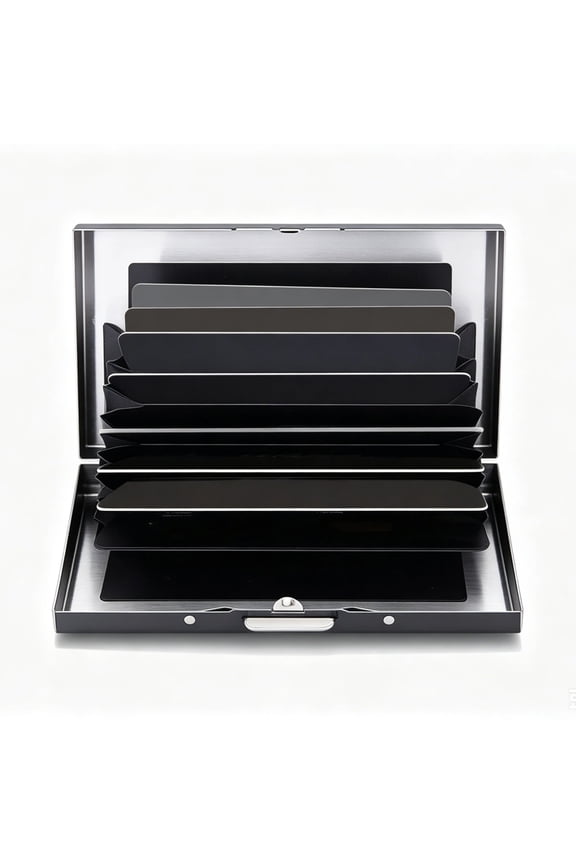 RFID Credit Card Holder Protector Metal Credit Card Wallet Business Card Holder for Men Women Gift Box Package (Black)