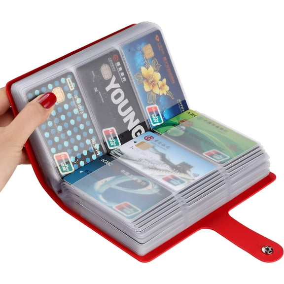 RFID Credit Card Organizer,Business Card Holder for Men&Women with 96 Card Slots,Leather Large Storage Capacity Card Holder(Red)
