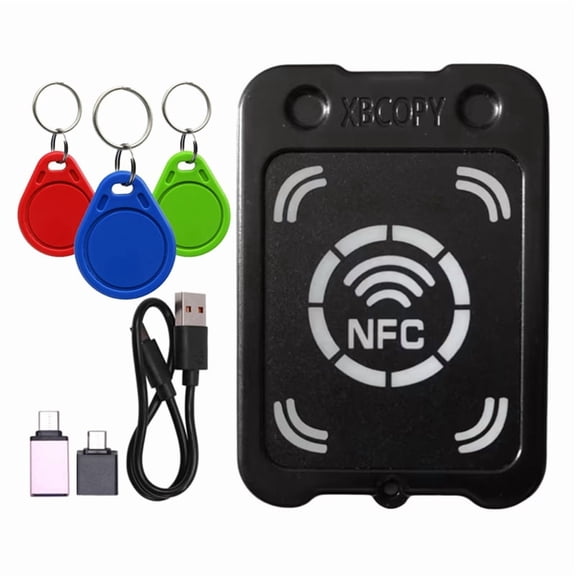Home RFID Reader Copier Kit - 13.56 MHz, 1 Reader, 2 Adapters, 1 USB Cable, 3 UID Keychains