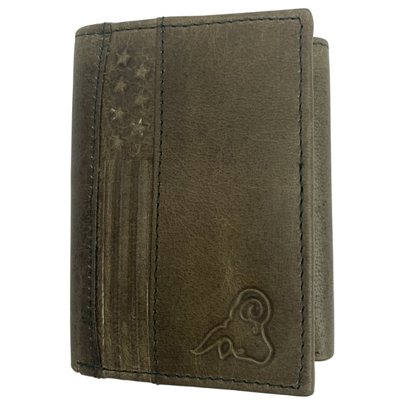 RFID Genuine Leather Slim Mens Trifold Wallet With ID Window Front Pocket USA Series Wallet Gift Box