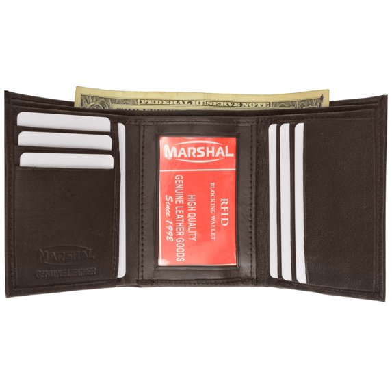 RFID Genuine Leather Trifold ID Card Holder Wallet RFID 1145 (C)