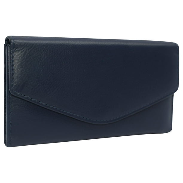 RFID Genuine Leather Women s Slim Flap Wallet Clutch Organizer