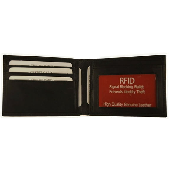 RFID Improving Lifestyles Mens Leather Wallet Bifold Black SUNRFID1110BK