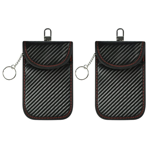 RFID Key Fob Signal Blocking Bag,2 Pack Car Key Protector Anti-Theft Pouch with Hook,Signal Shielding Case for Vehicle Key Security,Anti-Hacking Key Fob Cover for Home Travel Office Use-B