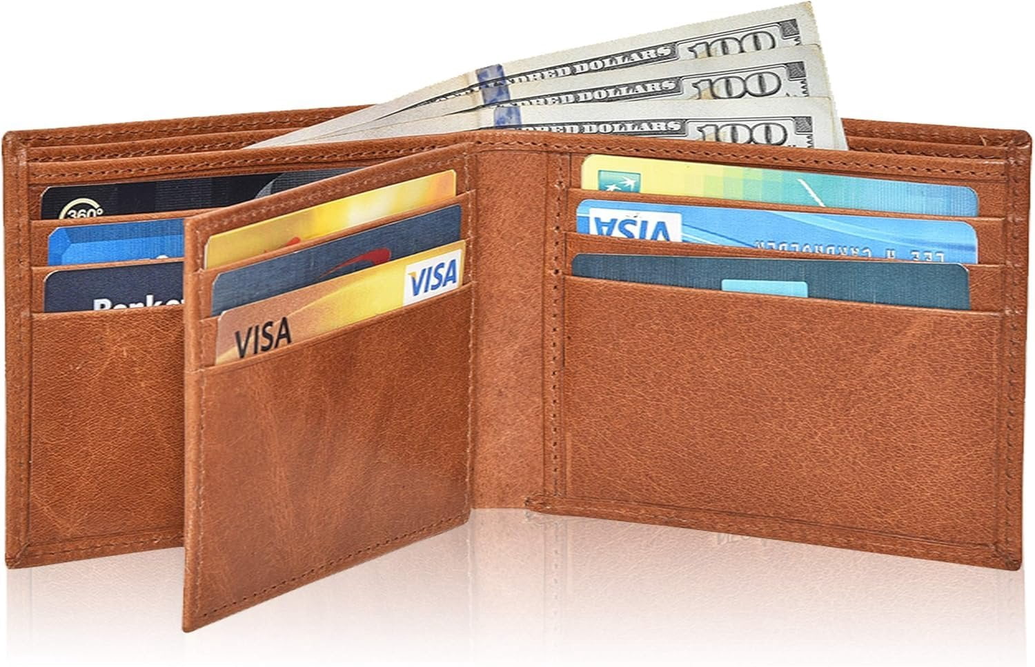 RFID Leather Bifold Wallets For Men in Multiple Colors offering 9 Cards ...