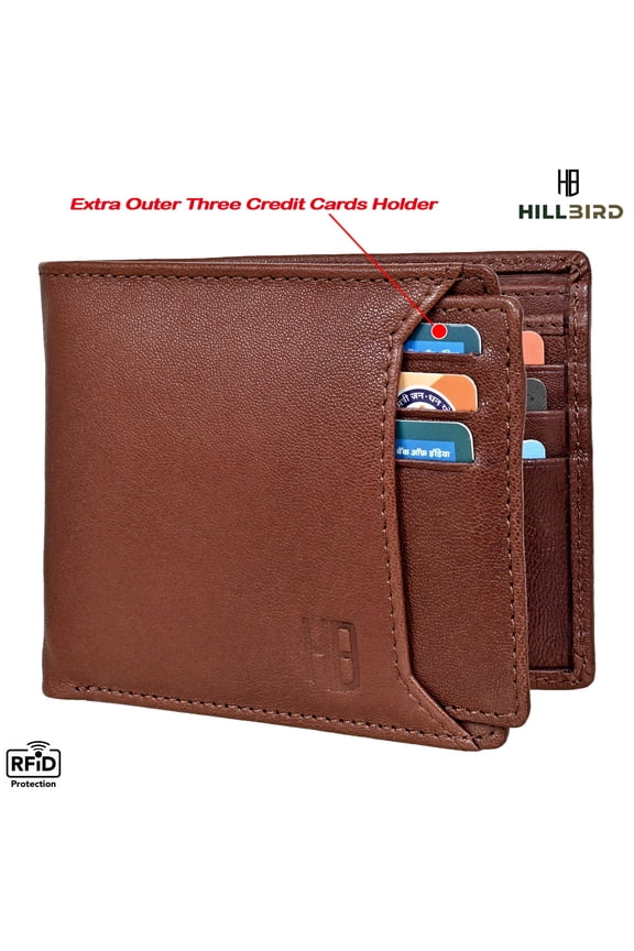 RFID Leather Wallets for Men Slim Bi-fold Genuine Wallet with ID Windows & Card Holder (CARD-T-2001)