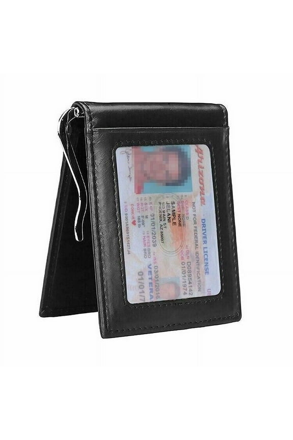 RFID Men's Leather Slim Bifold Money Clip Wallet Front Pocket Credit Card Holder