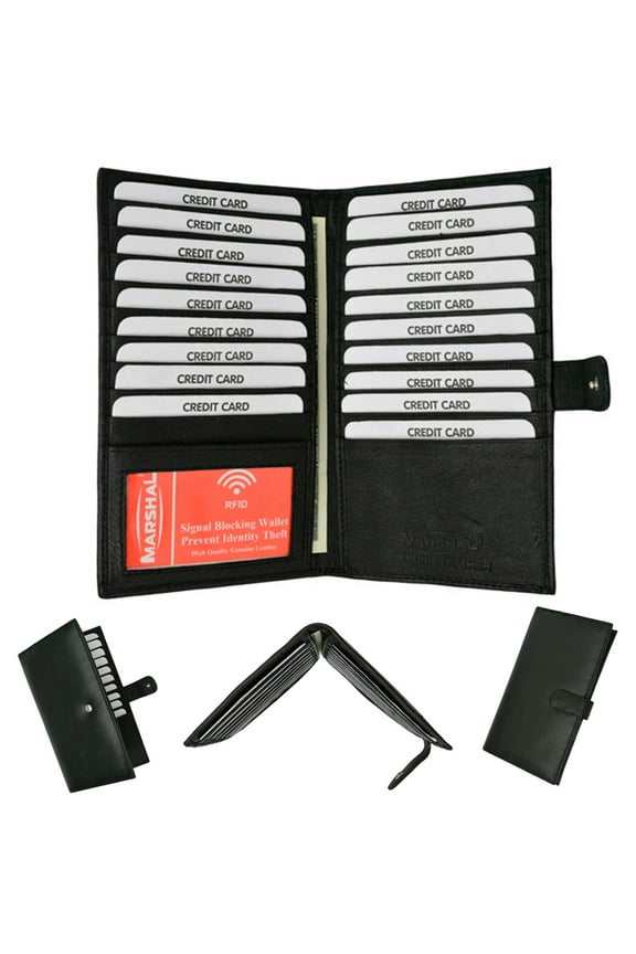 RFID Mens Bifold Wallet Long Leather Purse Cash Credit Card Check Book Holder BK