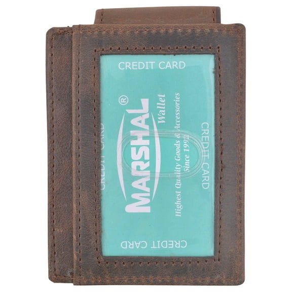 RFID Mens Leather Money Clip Slim Front Pocket Magnetic ID Credit Card Wallet