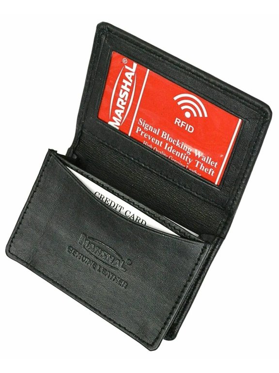 RFID Mens Slim Front Pocket Wallet Genuine Leather Bifold ID/Credit Card Holder