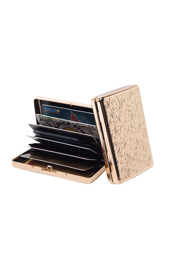 RFID Metal Blocking Credit Card Holder/Travel Wallet/Protective Case RFID,Designed to Hold 7 Credit Cards (Gold)