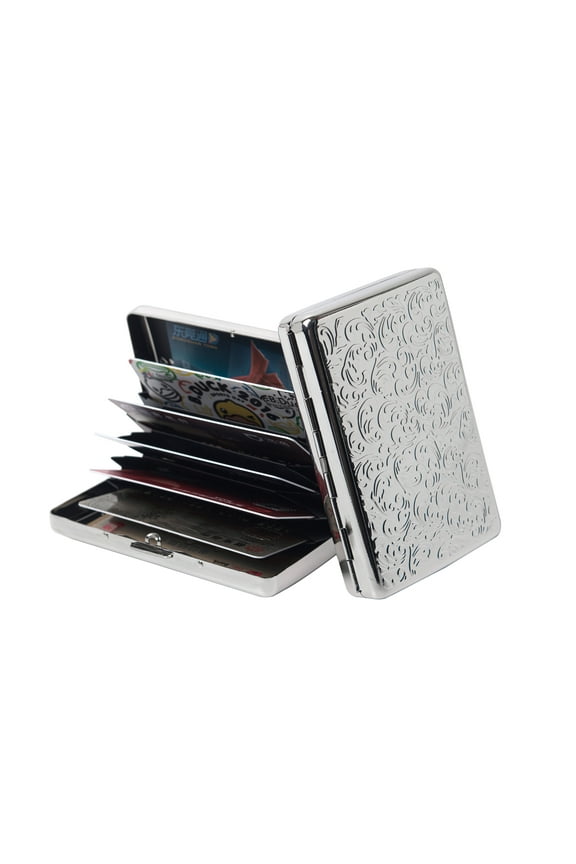 RFID Metal Blocking Credit Card Holder/Travel Wallet/Protective Case RFID,Designed to Hold 7 Credit Cards (Silver)