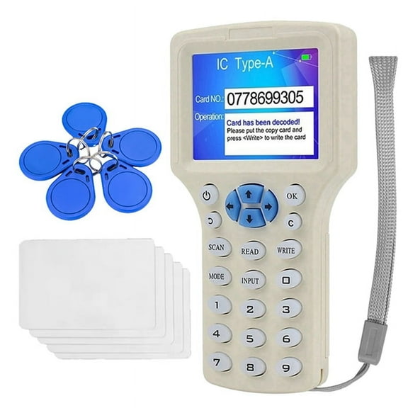 RFID NFC Smart Card Reader+5XCUID Keychain/Card RFID Duplicator 125K 13.56MHz IC/ID Key Writer RFID Replicator,1 x Smart Card Reader Kit,Creamy white