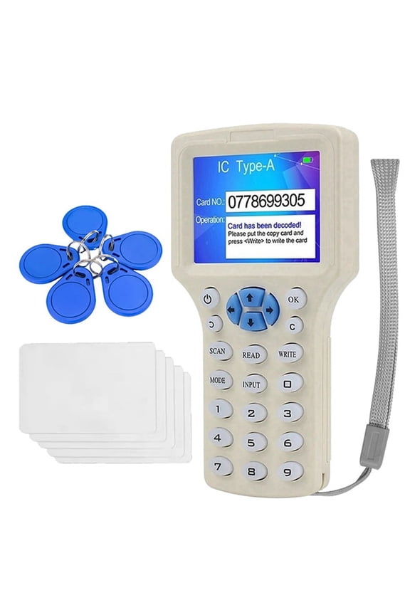 RFID NFC Smart Card Reader+5XCUID Keychain/Card RFID Duplicator 125K 13.56MHz IC/ID Key Writer RFID Replicator,1 x Smart Card Reader Kit,Creamy white