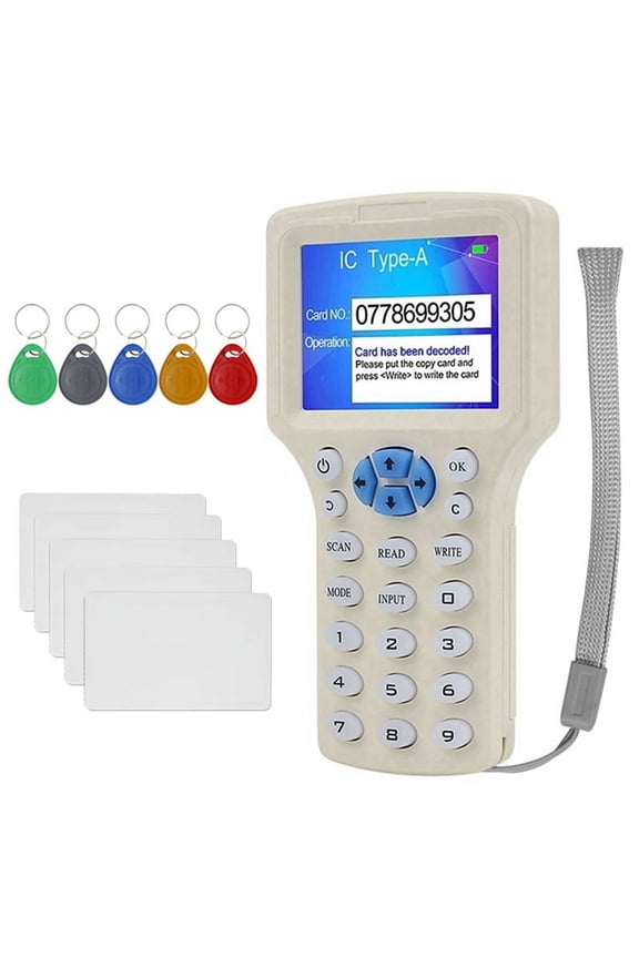 RFID NFC Smart Card Reader+5XT5577 Keychain/Card RFID Duplicator 125K 13.56MHz IC/ID Key Writer RFID Replicator,1 x Smart Card Reader Kit,Creamy white
