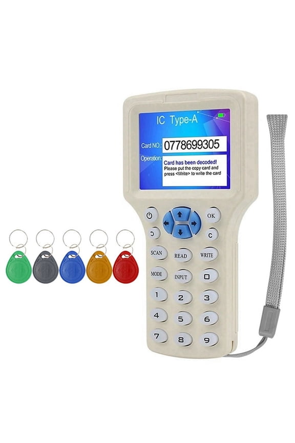 RFID NFC Smart Card Reader+5XT5577 Keychain RFID Duplicator 125K 13.56MHz IC/ID Key Writer RFID Replicator Programmer,1 x Smart Card Reader Kit,Creamy white